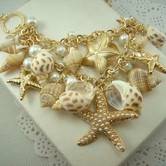Zara Coastal Mix Pearl Shells Seashell Genuine Shell Double Long Ariel Necklace - Picture 7 of 16